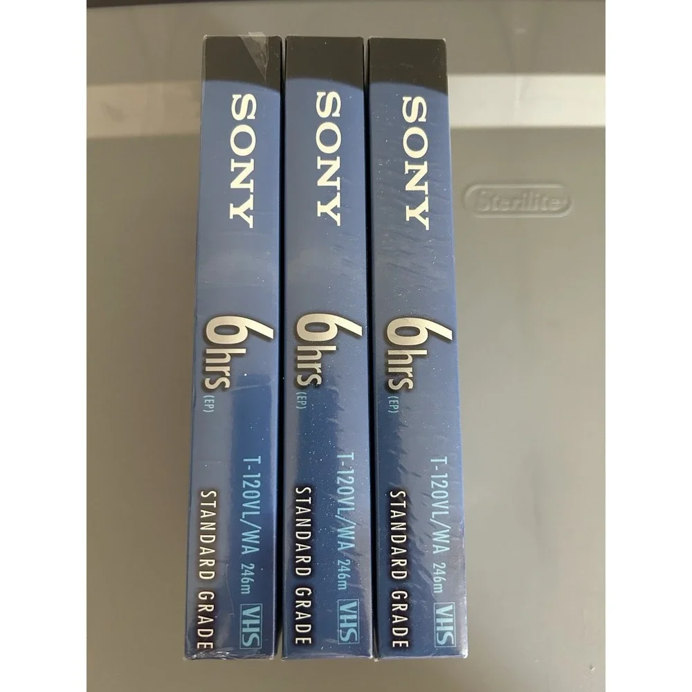 SONY BLANK VHS T-120 Video Movie Tapes NEW Sealed Standard Grade 3 pack 6 hour